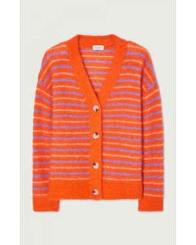 American Vintage Tyji Cardigan Capucine Stripes - Arancione