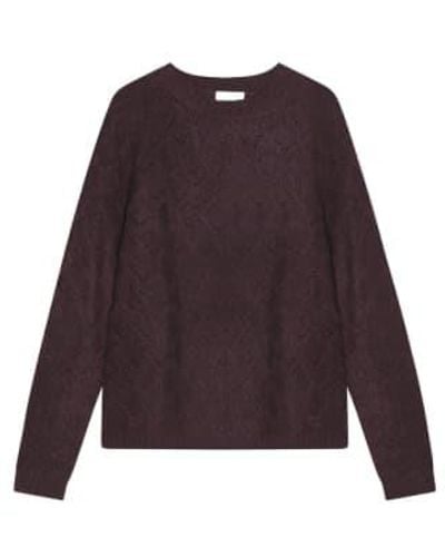 Cashmere Fashion Engage Cashmere Jumper Pattern Knit Crew Neck S / Beige - Purple