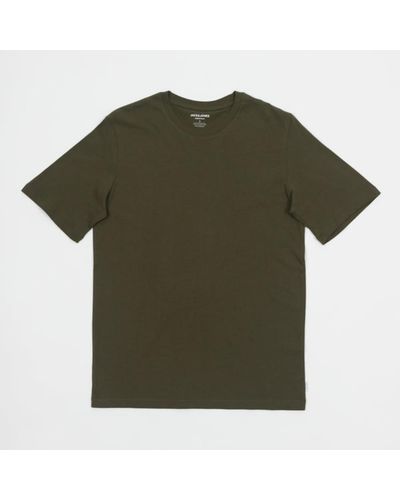 Jack & Jones Organic Cotton Basic Slim T-shirt In Olive Night - Green