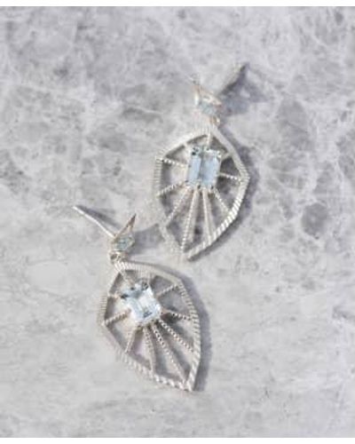 Zoe & Morgan Silver Aquamarine Earrings One Size - Gray