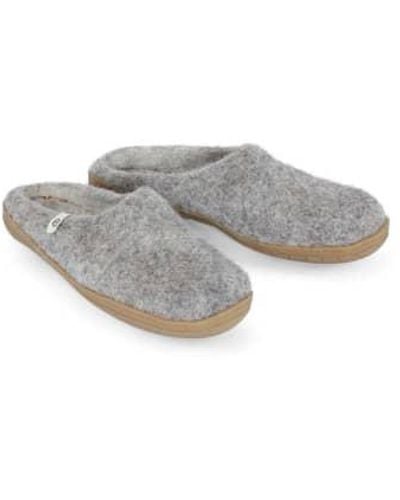 Egos Hand-made /brown Felted Wool Slippers With Rubber Soles 38 - Grey