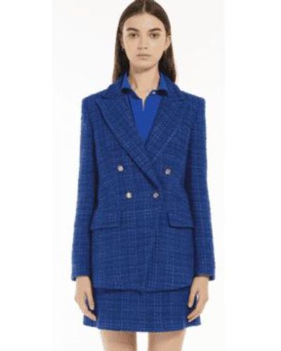 Marella Glasgow Tweed Style Blazer - Blu