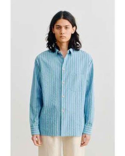 A Kind Of Guise Gusto Shirt Gordon Stripe - Blu