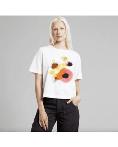Dedicated T Shirt Vadstena Abstract Flowers - Bianco