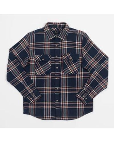 Brixton Bowery Flannel Check Shirt In Red And White - Blu