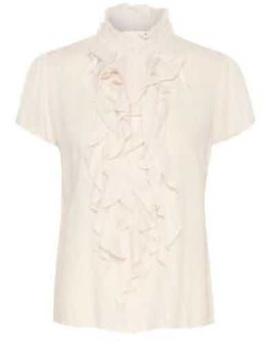 Saint Tropez Ellisz Frill Shirt Ice Xs - White
