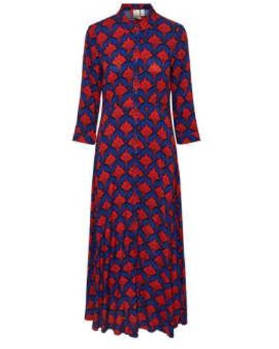 Y.A.S Yas Savanna Long Shirt Dress In Tiffany Print - Viola