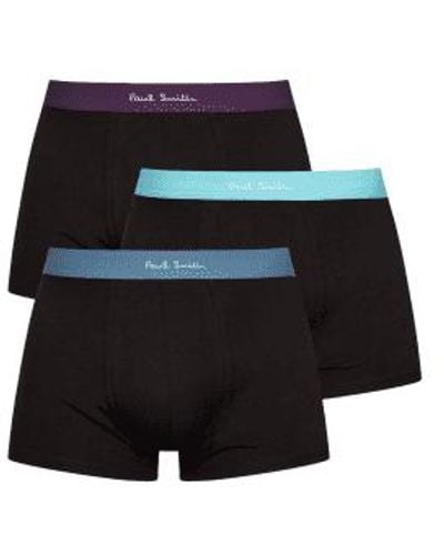 Paul Smith 3 Pack Underwear Col With Tealgreenpurple Waistban - Nero