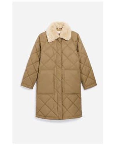 Vanessa Bruno Boy Quilted Long Coat With Sherpa Collar - Natural