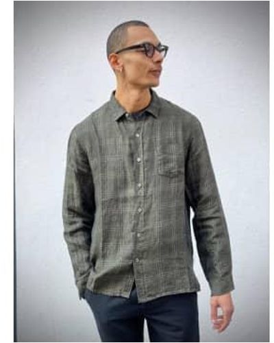 Crossley Jikes L-s Pocket Shirt Checked - Gray