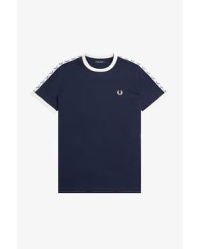 Fred Perry Taped ringer t-shirt m4620 karbonblau