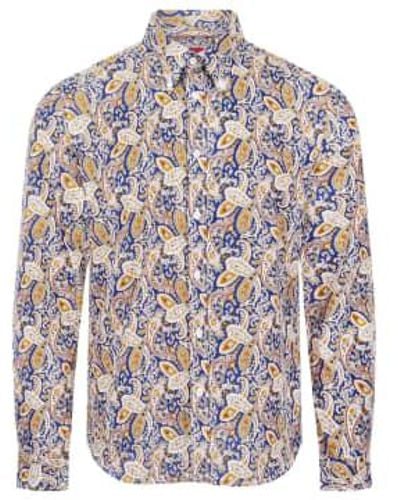 Merc London Meldon Paisley Shirt - Blu