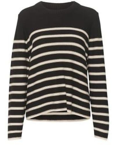 Part Two Carolyn Organic Cotton Knitted Pullover Or Stripe - Nero