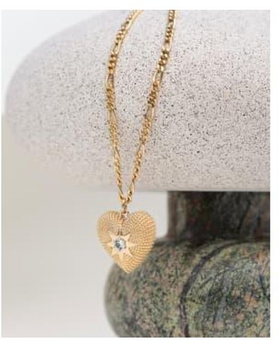 Zoe & Morgan Brave Heart Aquamarine Necklace Plated - Metallic