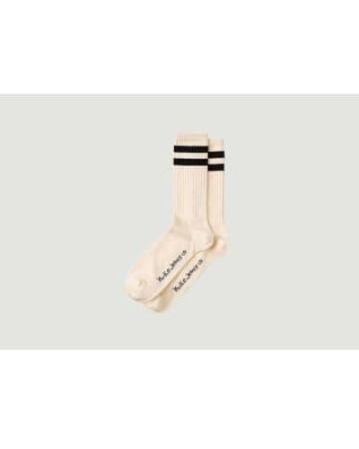 Nudie Jeans Amundsson Ribbed Sports Socks U - White