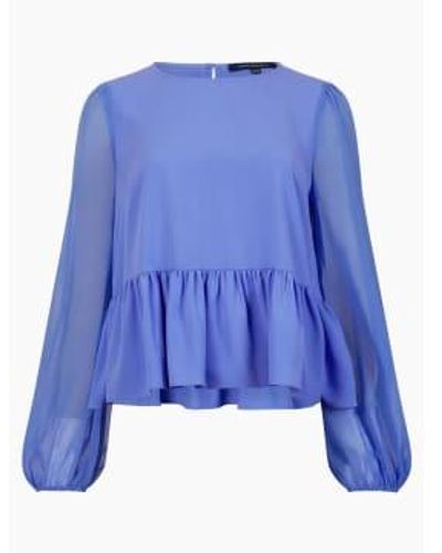 French Connection Baja Crepe Light Georgette Peplum Top S - Blue