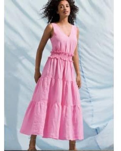 120% Lino Pink V Front Dress 10 / Aurora
