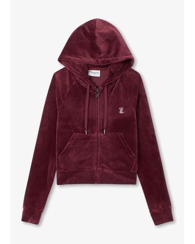 Juicy Couture Damen-Hoodie "Madison" mit Diamonte in Tawny Port - Rot
