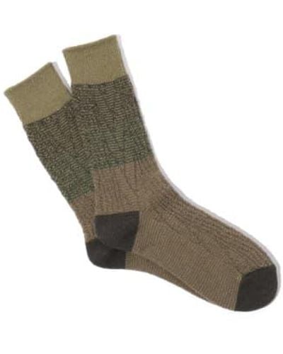 Anonymous Ism Gradation Cable Crew Socks Olive Large - Green