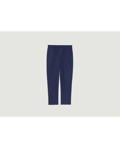 L'Exception Paris Pantalones plisados en sarga algodón - Azul
