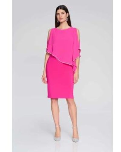Joseph Ribkoff Layered Dress With Cape Overlay - Pink