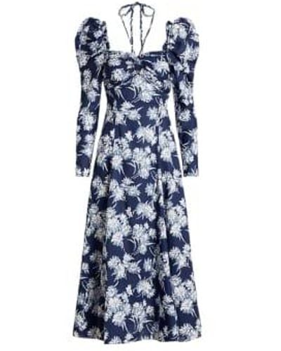 Ralph Lauren Floral Cotton Halter Tie Dress - Blue
