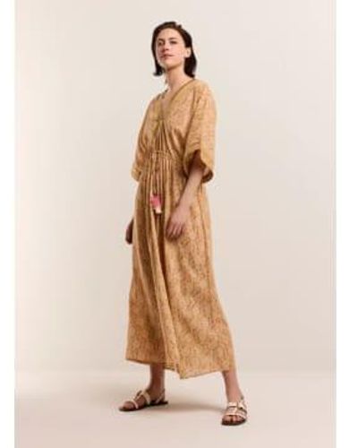 Summum Kimono Dress With Shimmering Piping Soft Camel 34 - Natural