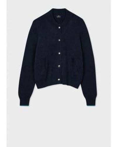 Paul Smith Contrast Cuff Thick Knit Cardigan Col: 49 Navy, Size: M - Blue