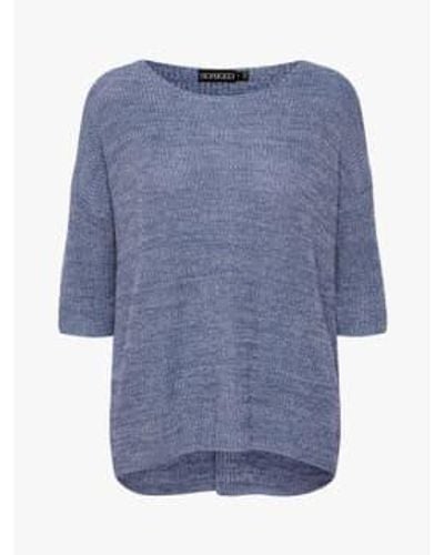 Soaked In Luxury Tuesday Cotton Coastal Fjord Sweater M - Blue