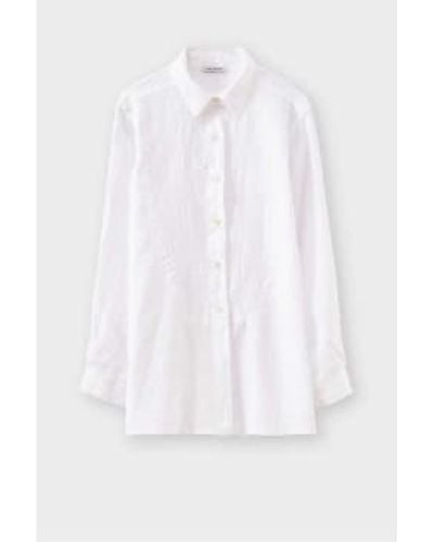 ROSSO35 Leinen bestickte bluse in weiß