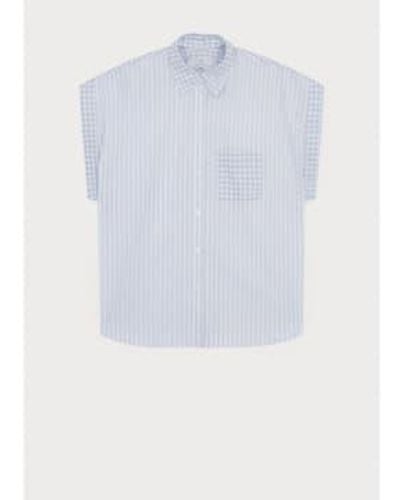 Paul Smith Gingham stripe ss camisa col: 01 blanco, tamaño: 8