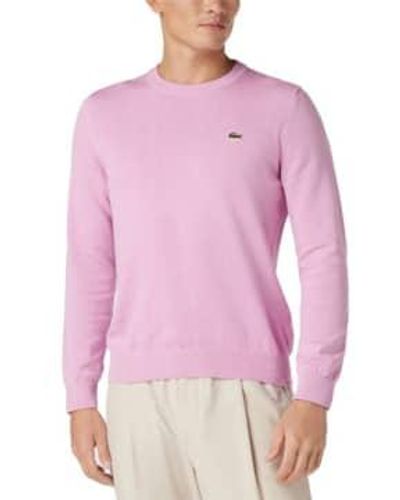 Lacoste Regular Fit Cotton Blend Jersey Crew Neck Sweater 3 - Purple