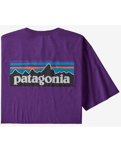 Patagonia T-shirt bio violet pour homme avec logo P 6