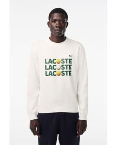 Lacoste Ball Print Fleece Sweatshirt - White