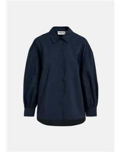 Essentiel Antwerp Febiba Taffata Woven Puff Sleeve Shirt - Blu