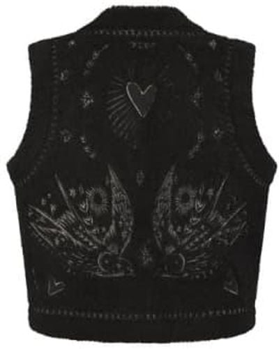Nooki Design Free Bird Embroidered Faux Shearling Gilet- / S 100% Polyester - Black