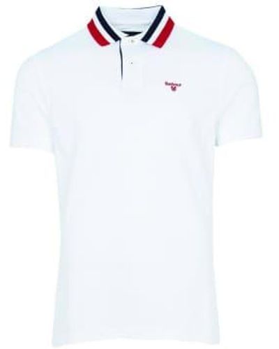 Barbour Hawkeswater tipped polo red blue - Blanco