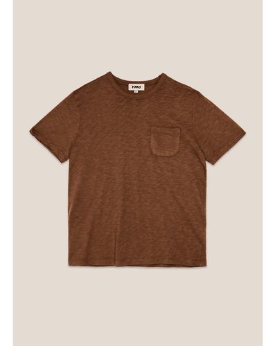 YMC Braune Baumwolle wilde Slub -Jersey -Kleidungsstücke Farbstoff -T -Shirt