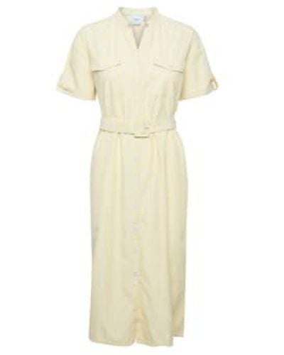 Ichi Button Down Dress In French Vanilla Stripe - Neutro