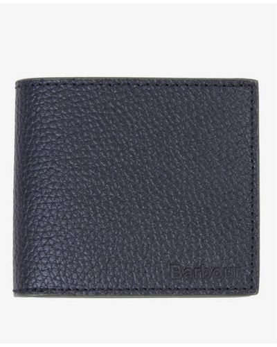 Barbour Black Grain Leather Billfold Coin Wallet - Blu