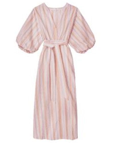 Yerse Blanca Midi kleidet sich in mehrfarbigen Streifen aus - Pink