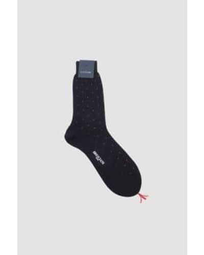 Bresciani Cotton Short Socks Navy/arancio - Blue