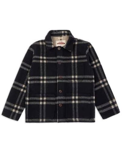 Burrows and Hare Workwear Jacket Navy Check S - Black