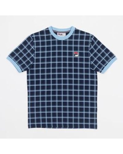 Fila Check Graphic T Shirt In And White - Blu