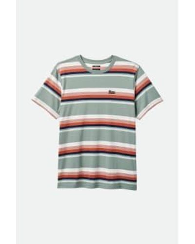 Brixton Camiseta manga corta stith con empuñadura a rayas, color ver terracota y blanco roto - Verde