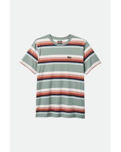 Brixton Chinois Terracotta And Off White Stripted Hilt Stith Short Sleeves T Shirt - Verde