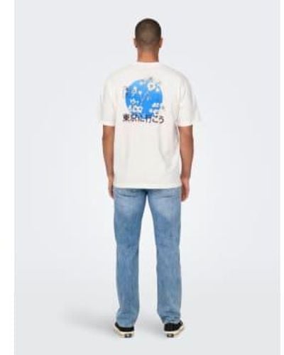 Only & Sons Japan print t-shirt weiß - Blau