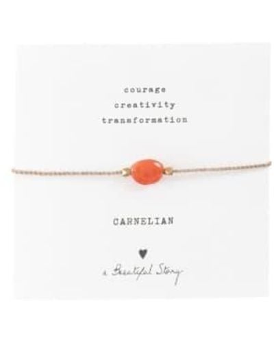A Beautiful Story Carnelian & Gemstone Card Bracelet 15-22cm - White