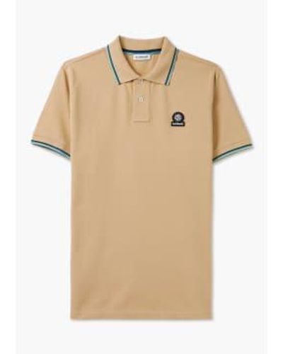 Sandbanks S Badge Logo Tipped Sleeve Polo Shirt - Natural