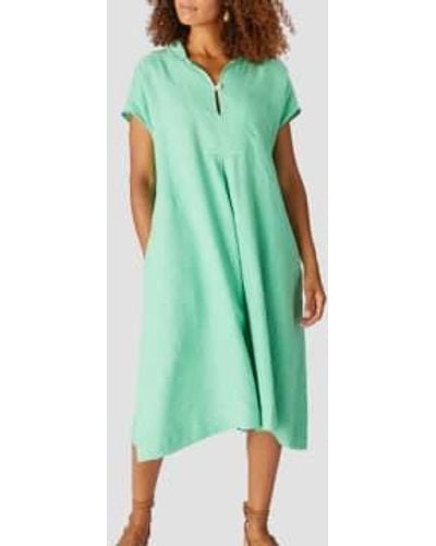 Sahara Linen Collar Flare Dress Peppermint - Verde